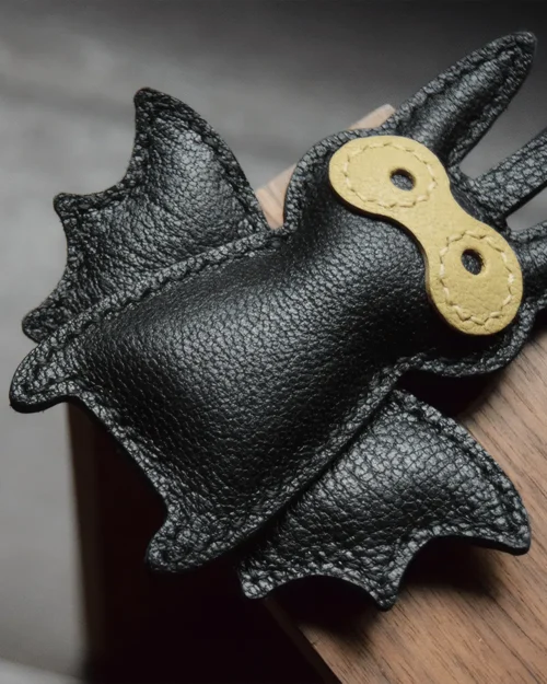 leather bat bag charm Handmade Cartoon Keychain