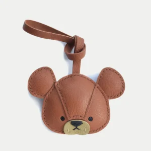 leather bear bag charm, bear leather keychain, cute bear bag charm, handmade bear accessory, leather animal keychain, car key accessory