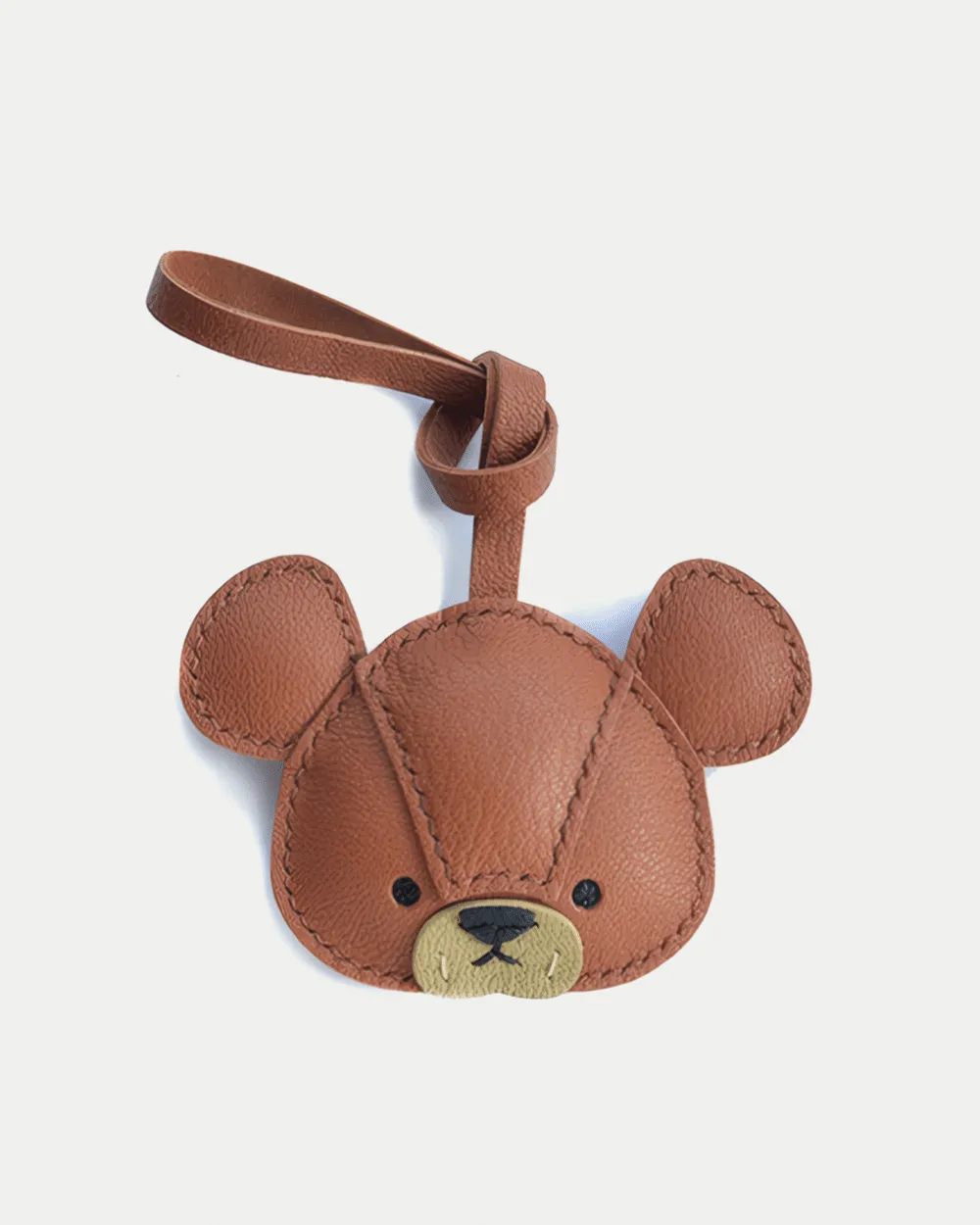 leather bear bag charm, bear leather keychain, cute bear bag charm, handmade bear accessory, leather animal keychain, car key accessory