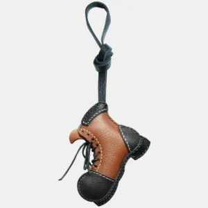 leather boot bag charm, boot leather keychain, handmade boot bag charm, lace-up leather boot accessory, vintage leather keychain, car key accessory