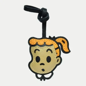 leather cartoon bag charm, cartoon leather keychain, cute cartoon bag charm, handmade cartoon accessory, leather character keychain