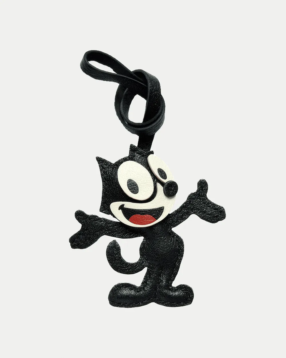 leather cartoon cat bag charm, cartoon cat leather keychain, handmade cartoon cat charm, retro cat bag accessory, leather cartoon keychain