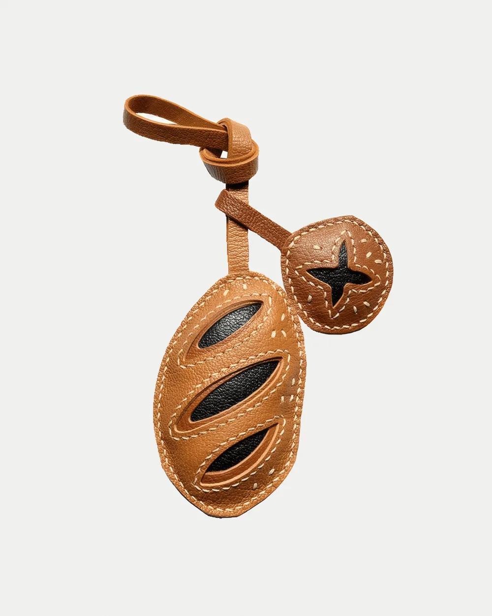 leather coffee bean bag charm Hand-stitched - Coffee Inspired - AZEKA
