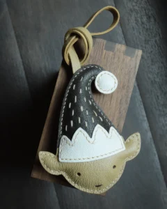 elf bag charm, leather elf keychain, handmade elf bag charm, fantasy bag accessory, elf leather keychain, car key accessory