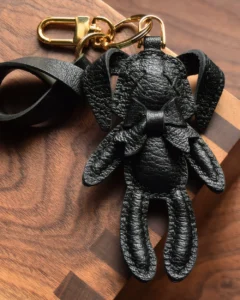 rabbit bag charm, leather rabbit keychain, handmade rabbit leather charm, rabbit bag accessory, car key leather charm, gift ready leather accessory