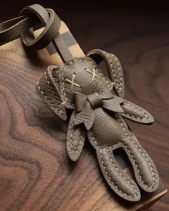 rabbit bag charm, leather rabbit keychain, handmade rabbit leather charm, rabbit bag accessory, car key leather charm, gift ready leather accessory