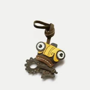 leather robot bag charm, robot leather keychain, mechanical robot bag charm, handmade robot accessory, leather robot keychain, car key accessory