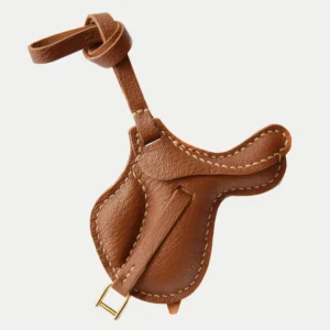 leather saddle bag charm, english saddle keychain, equestrian leather charm, handmade saddle bag charm, horse saddle key accessory, car key accessory