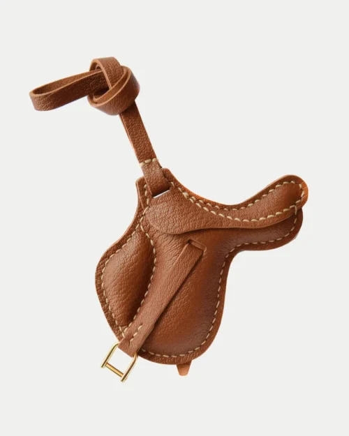 leather saddle bag charm, english saddle keychain, equestrian leather charm, handmade saddle bag charm, horse saddle key accessory, car key accessory