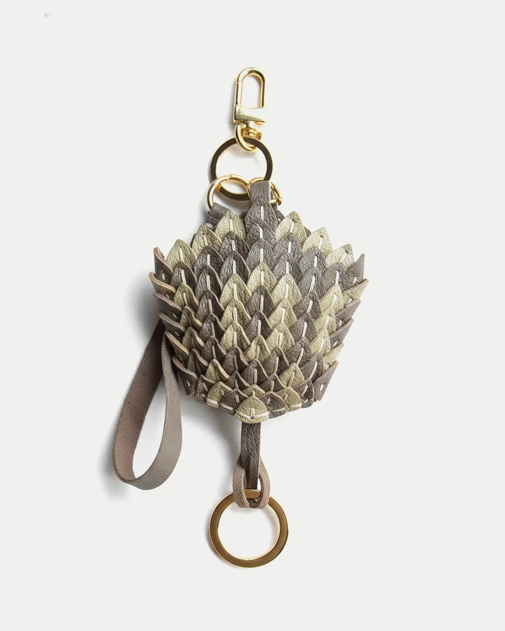 leather scale flower bag charm, snakeskin texture flower keychain, handmade leather flower accessory, layered floral bag charm, sculptural leather keychain