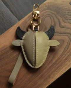 leather Taurus bull bag charm, taurus leather keychain, zodiac bull bag charm, handmade taurus accessory, leather zodiac keychain, car key accessory