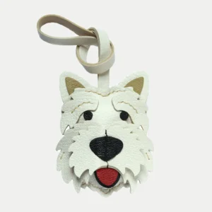 leather west highland white terrier bag charm, westie leather keychain, handmade dog bag charm, white terrier accessory, leather dog keychain, car key accessory
