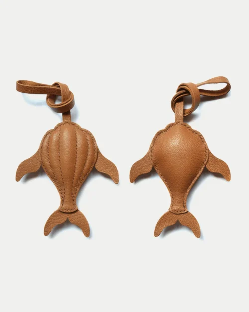 leather whale bag charm Handmade Leather Keychain