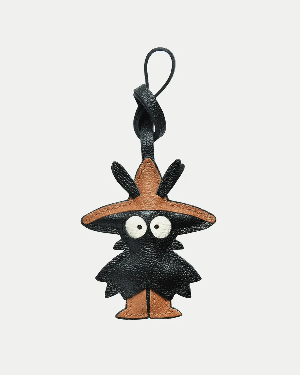 leather wizard bird bag charm, wizard bird leather keychain, handmade bird charm, fantasy bird bag accessory, leather cartoon bird keychain