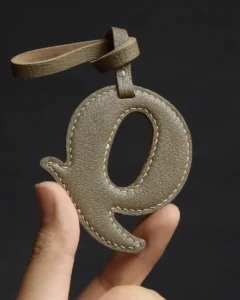 letter bag charm Handmade Leather Keychain