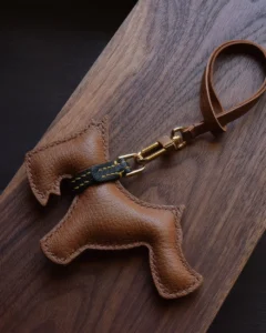 schnauzer bag charm, leather schnauzer keychain, handmade leather bag charm, minimalist dog accessory, car key leather charm, gift ready leather accessory