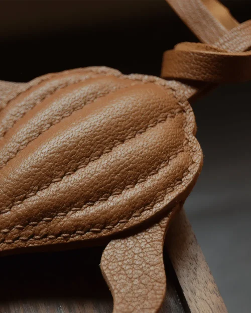 leather whale bag charm Handmade Leather Keychain