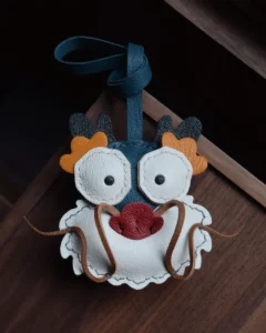 leather loong bag charm,loong leather keychain,handmade loong bag charm,lucky loong accessory,oriental leather charm,designer loong keychain,cultural bag charm,car key accessory,premium loong leather charm,eastern loong gift