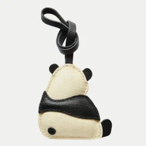 panda bag charm, leather panda keychain, handmade panda bag charm, animal bag accessory, panda leather keychain, car key accessory