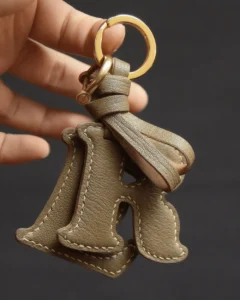 letter bag charm Handmade Leather Keychain