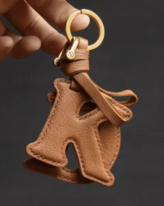 letter bag charm Handmade Leather Keychain