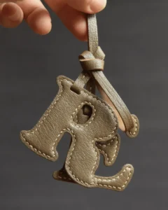 letter bag charm Handmade Leather Keychain