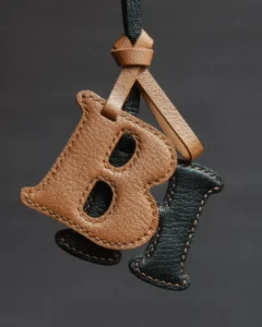 letter bag charm Handmade Leather Keychain