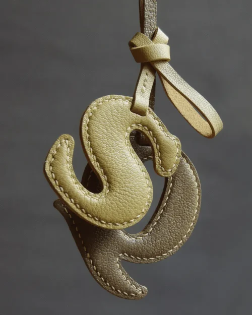 letter bag charm Handmade Leather Keychain