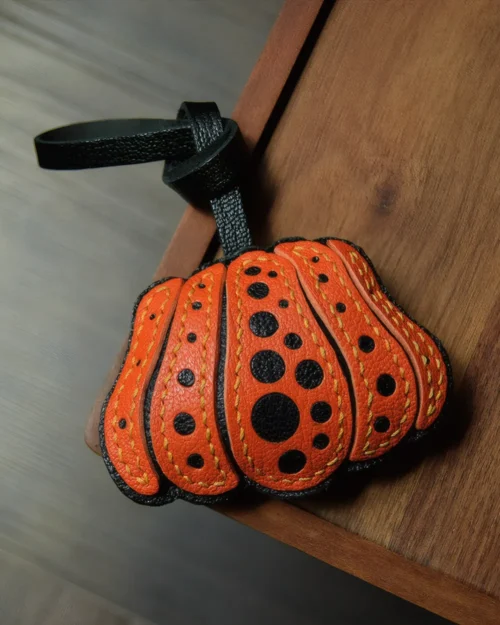 Pumpkin Bag Charm with Playful Leather Design