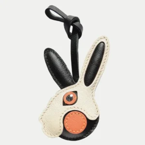 rabbit bag charm,bunny leather keychain,handmade rabbit leather charm,cute bunny bag accessory,car key leather charm,cartoon animal keychain