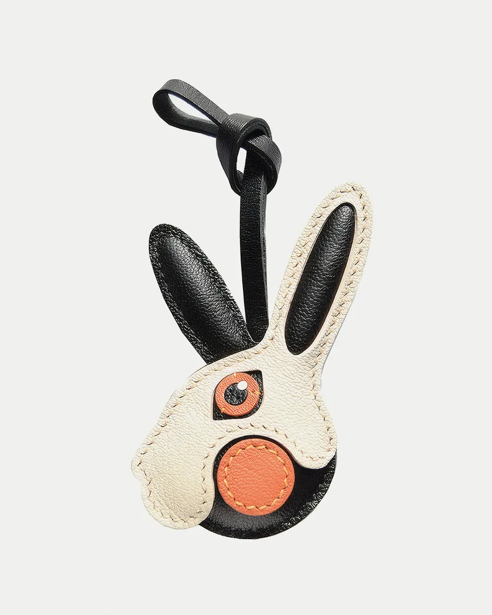 rabbit bag charm,bunny leather keychain,handmade rabbit leather charm,cute bunny bag accessory,car key leather charm,cartoon animal keychain
