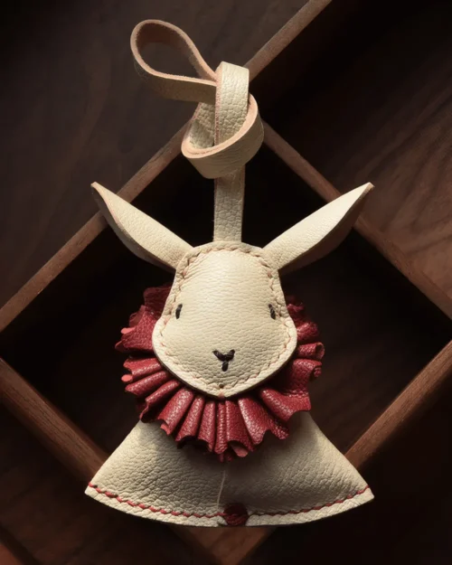 rabbit bag charm, bunny leather keychain, cute rabbit key charm, handmade rabbit bag charm, bunny key accessory, car key accessory