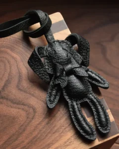 rabbit bag charm, leather rabbit keychain, handmade rabbit leather charm, rabbit bag accessory, car key leather charm, gift ready leather accessory