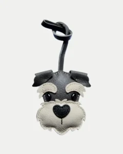 Schnauzer Bag Charm with Expressive Leather Design