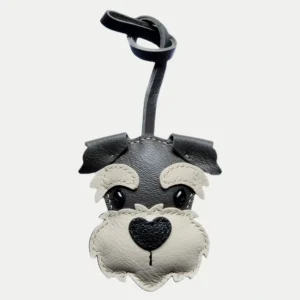 schnauzer bag charm, leather schnauzer keychain, handmade leather bag charm, dog leather accessory, gift-ready bag charm, car key accessory leather