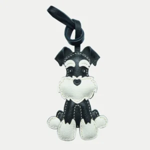 leather schnauzer bag charm, schnauzer leather keychain, handmade dog bag charm, dog leather accessory, pet keychain, car key accessory