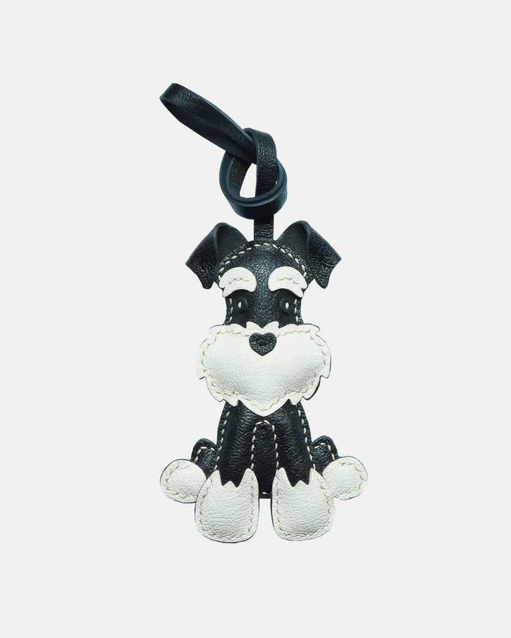 Leather Schnauzer Bag Charm Hand-stitched - Dog Inspired