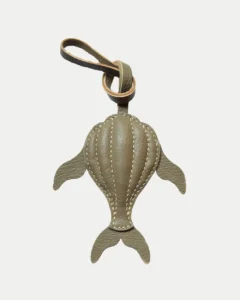 leather whale bag charm Handmade Leather Keychain