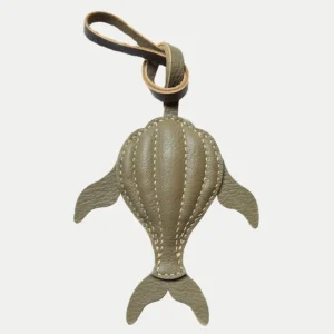 leather whale bag charm Handmade Leather Keychain