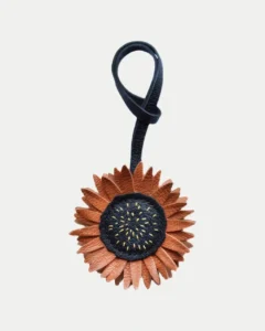 Sunflower Bag Charm Handmade Leather Floral Design