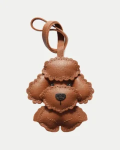 teddy dog bag charm Handmade Leather Keychain