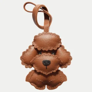 teddy dog bag charm, dog leather keychain, cute puppy bag charm, handmade dog keychain, animal bag accessory, car key accessory