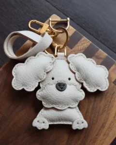 teddy dog bag charm, leather teddy dog keychain, handmade teddy dog bag charm, animal bag accessory, dog leather keychain, car key accessory