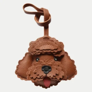 teddy dog bag charm, dog leather keychain, handmade dog leather charm, cute dog bag accessory, car key leather charm, gift ready leather accessory