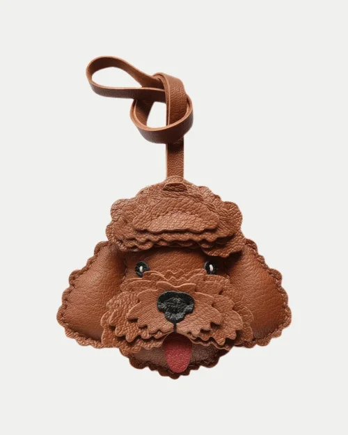 teddy dog bag charm, dog leather keychain, handmade dog leather charm, cute dog bag accessory, car key leather charm, gift ready leather accessory